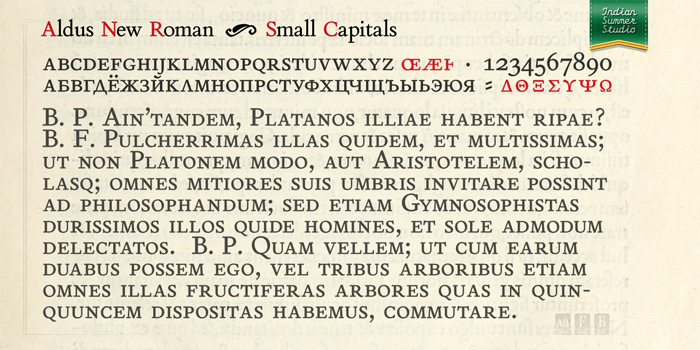 Aldus Manutius — Aldus New Roman typeface — cover illustration